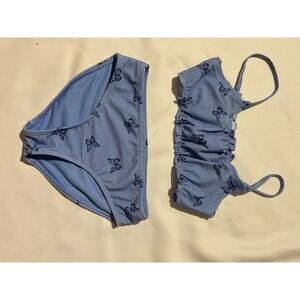 Abercrombie Kids Girls Blue Butterfly Print Two Piece Bikini Swimsuit 7/8